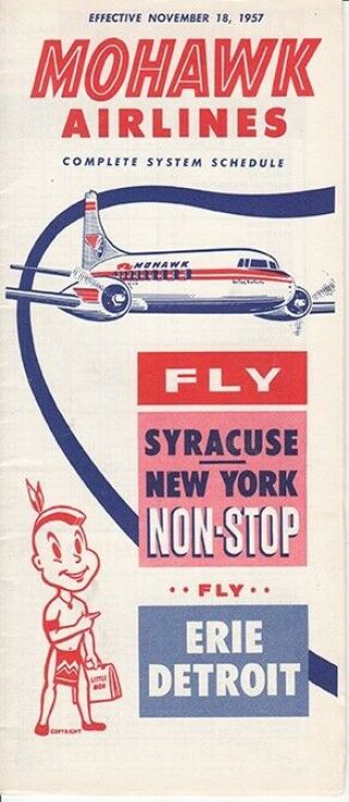 Mohawk Airlines Timetable 1957/11/18