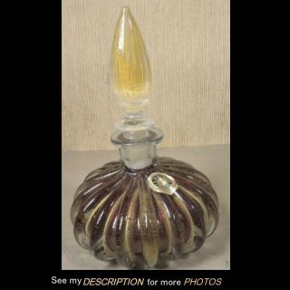 Antique Murano Itlian Art Glass Perfume Bottle Ruby With Gold Flecks