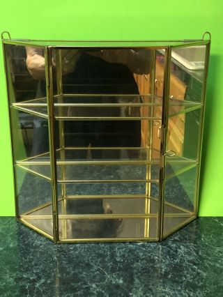 Vintage Glass & Brass Trinket Hanging Standing Display Case Curio Cabinet