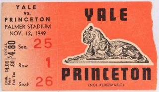 November 12 1949 Yale Vs Princeton College Football Ticket Stub Palmer Stadium