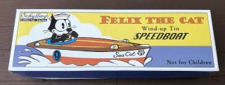 Vintage Felix The Cat Wind Up Tin Litho Speed Boat Schylling 1996