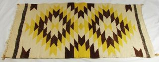 Vintage Mustard Yellow/brown Navajo Crystal Pattern Small Rug 18 " X 35 "
