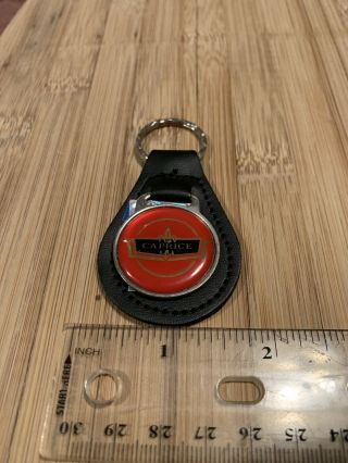 Vintage Chevrolet Caprice Logo Leather & Enamel Key Ring Holder With Gm Sticker