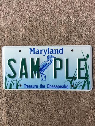 Maryland “treasure The Chesapeake” Sample License Plate -
