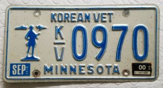 Minnesota Korean War Veteran License Plate - Sep 2000 Tags