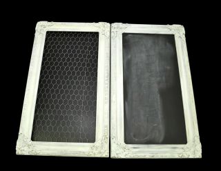 Matching Antique French Shabby Frames Repurposed Chicken Wire / Chalkboard