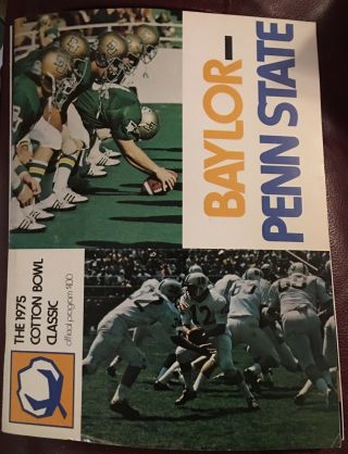 1975 Cotton Bowl Classic Baylor Vs.  Penn State Vintage Official Program