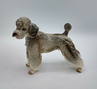 Vintage Lefton Ceramic Gray And White Poodle Dog Figurine Japan