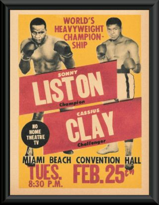 Cassius Clay Vs Sonny Liston 1964 Poster Reprint On 60 Year Old Paper P236