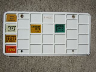 1973 Bingo Trucking Prorate License Plate 6 Stickers Arizona California Bc Etc.