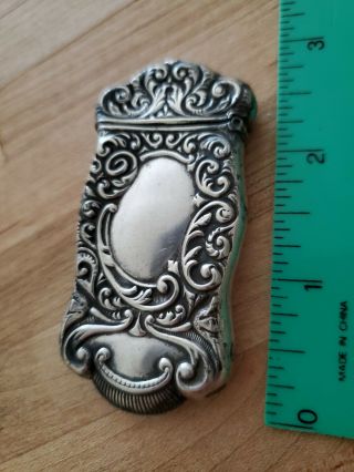 Antique Sterling Silver Repousse Vesta Match Holder Safe Box Case No Monogram