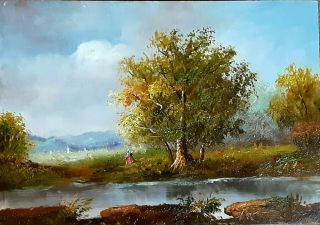 Vintage Oil On Panel Landscape In Continental Master Painting Manner