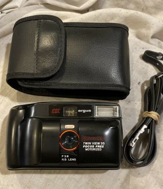 Vintage Argus Panorama 35mm Film Camera Twin View 35 Dx Motorized