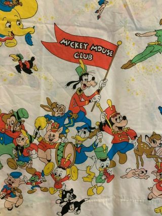 Mickey Mouse Club Flat Twin Size Sheet Walt Disney Productions Wamsutta 1970 