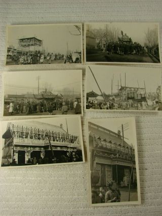 5 Antique China Peking Photographs Of A Chinese Funeral Procession Circa 1919