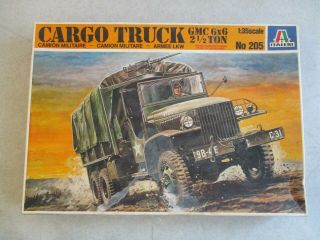 Vintage Italeri 1:35 Scale Cargo Truck Gmc 6x6 Model Kit 205
