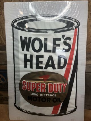 Jc38 Vintage Wolf’s Head Motor Oil Sign Large Decal 1950’s 60’s