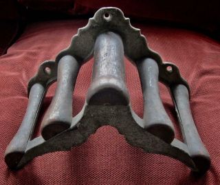 Antique Victorian Cast Iron And Wood Horse Tack Harness Hook Rack