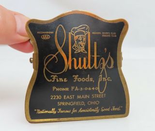 Shultz’s Fine Food Vintage Antique Advertising Brass Paper Clip - 80575