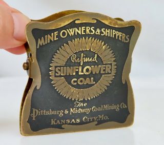 Sunflower Coal Vintage Antique Advertising Brass Paper Clip - 80581