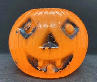 Vintage Halloween Pumpkin Jack - O - Lantern Decoration Plastic Blow Mold Ornament
