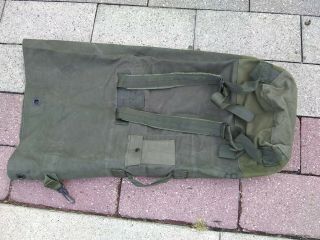 Vintage Us Army Military Duffle Bag Heavy Duty Olive Green Canvas Strap Sweet