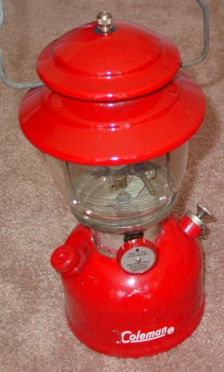 Vintage Coleman Red Lantern 200a Pyrex Globe 1964