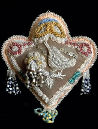 Antique Niagra Falls Iroquois Indian Beaded Whimsy - Pretty Arrow Shaped Pillow