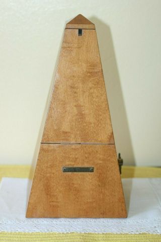 Vintage Wooden Metronome De Maelzel Seth Thomas 9 " Tall Made In Usa