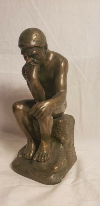 Vintage " The Thinker " Bronze Sculpture Figurine Statue 8 " Very Heavy