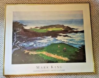 Vintage Mark King " 15th At Cypress Point " Limited Edition Golf Art Print 33 X 27
