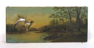 Antique 19th C Hudson River Lake Mountain Landscape Oil Painting For Restoration