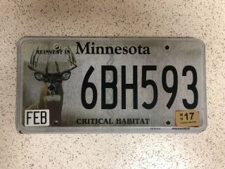 Minnesota License Plate - Critical Habitat - “6bh593”
