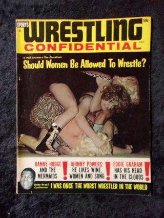 Vintage April 1965 Wrestling Confidential Should Women Be Allowed To Wrestle 875