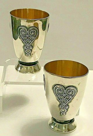 Vintage 2 Jewish Judaica Sterling Silver 925 Kiddush Cups