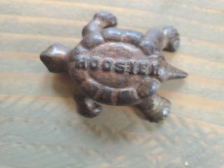 Antique Cast Iron Advertising Hoosier Drill Co.  Turtle Paperweight Vintage