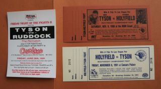 2 Diff Mike Tyson Vs Evander Holyfield Full Hof Raffle Tickets,  Tyson - Ruddock