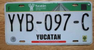 Single Mexico State Of Yucatan License Plate - Yyb - 097 - C - Automovil