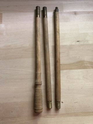Vintage Wood 3 Piece Shotgun Cleaning Rod With Brass Fittings
