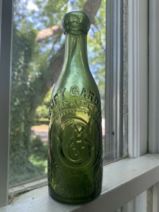 Antique Henry Gardner West Bromwich Blob Top Green Soda Water Bottle