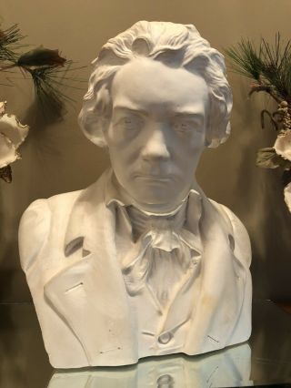 Vintage Bust Of Beethoven Sculpture Musician Statue Art Large 14”