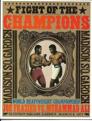 Joe Frazier Vs Muhammad Ali Boxing Program " Fight Of The Champions " 1971 Sharp