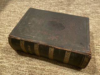 Antique 1850 Leather Bound Holy Bible Old And Testaments,  York