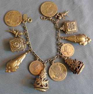 Vintage Pididdly Links Kingston Ny Bracelet Loaded With 13 Double Sided Charms