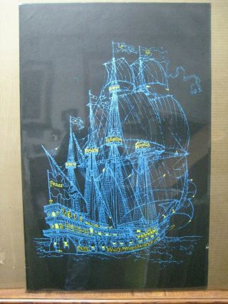 Vintage Black Light Poster Peace Ship I 1970 