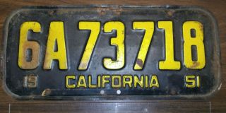 1951 California License Plate Tag