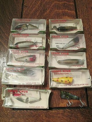 Group Of Vintage Creek Chub Lures In The Box Nos
