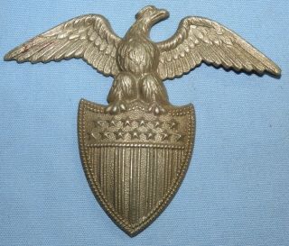 Vintage Us Navy War Eagle Badge Plate United States Of America - White Metal