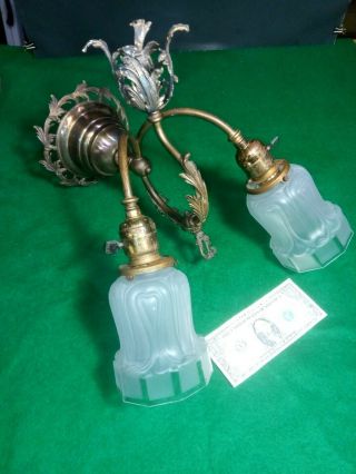 Antique Victorian Gas/electric Wall Sconce Lamp Light Globes Brass Fixture Parts