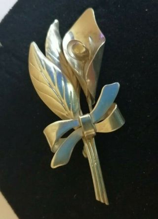 Vintage Hand Made Sterling Silver Flower Brooch